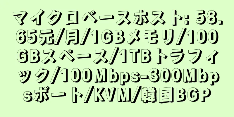 マイクロベースホスト: 58.65元/月/1GBメモリ/100GBスペース/1TBトラフィック/100Mbps-300Mbpsポート/KVM/韓国BGP