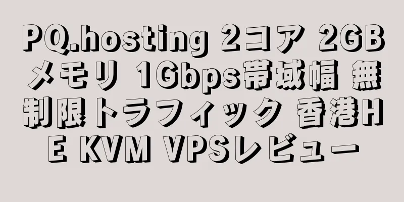 PQ.hosting 2コア 2GBメモリ 1Gbps帯域幅 無制限トラフィック 香港HE KVM VPSレビュー