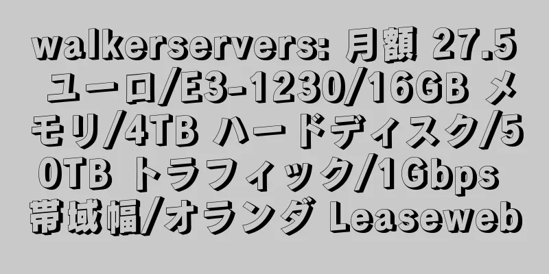 walkerservers: 月額 27.5 ユーロ/E3-1230/16GB メモリ/4TB ハードディスク/50TB トラフィック/1Gbps 帯域幅/オランダ Leaseweb