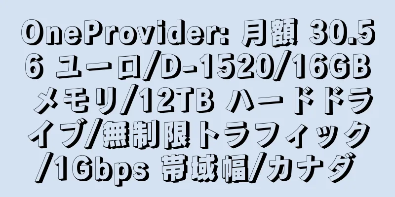 OneProvider: 月額 30.56 ユーロ/D-1520/16GB メモリ/12TB ハードドライブ/無制限トラフィック/1Gbps 帯域幅/カナダ