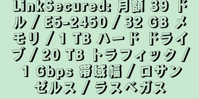 LinkSecured: 月額 39 ドル / E5-2450 / 32 GB メモリ / 1 TB ハード ドライブ / 20 TB トラフィック / 1 Gbps 帯域幅 / ロサンゼルス / ラスベガス