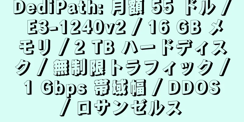 DediPath: 月額 55 ドル / E3-1240v2 / 16 GB メモリ / 2 TB ハードディスク / 無制限トラフィック / 1 Gbps 帯域幅 / DDOS / ロサンゼルス