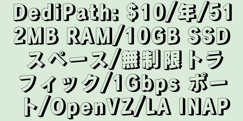 DediPath: $10/年/512MB RAM/10GB SSD スペース/無制限トラフィック/1Gbps ポート/OpenVZ/LA INAP