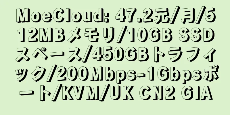 MoeCloud: 47.2元/月/512MBメモリ/10GB SSDスペース/450GBトラフィック/200Mbps-1Gbpsポート/KVM/UK CN2 GIA