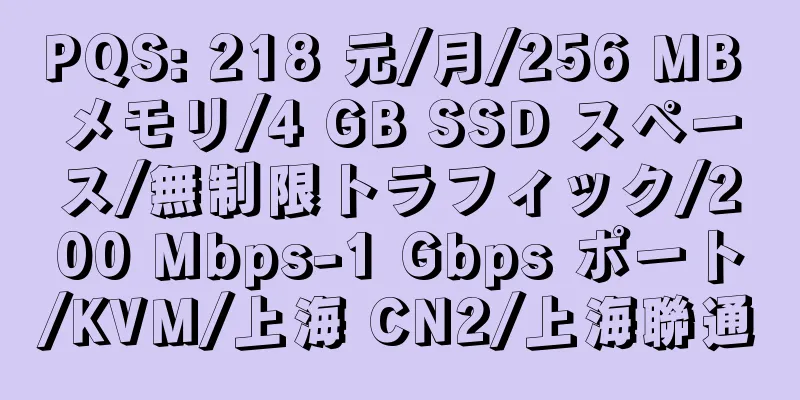 PQS: 218 元/月/256 MB メモリ/4 GB SSD スペース/無制限トラフィック/200 Mbps-1 Gbps ポート/KVM/上海 CN2/上海聯通