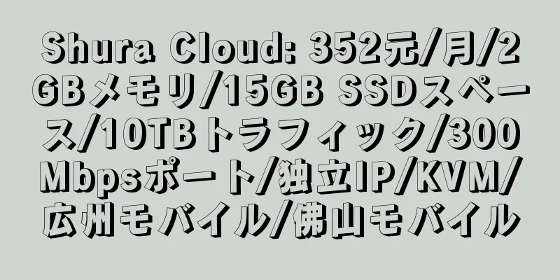 Shura Cloud: 352元/月/2GBメモリ/15GB SSDスペース/10TBトラフィック/300Mbpsポート/独立IP/KVM/広州モバイル/佛山モバイル