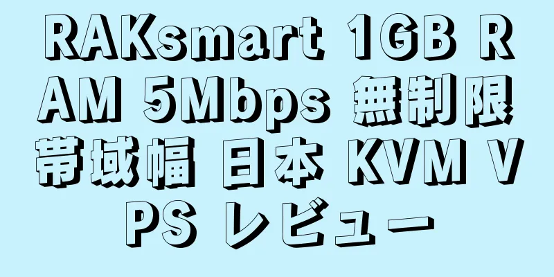 RAKsmart 1GB RAM 5Mbps 無制限帯域幅 日本 KVM VPS レビュー