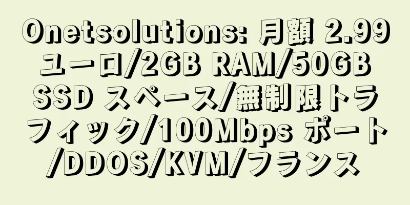 Onetsolutions: 月額 2.99 ユーロ/2GB RAM/50GB SSD スペース/無制限トラフィック/100Mbps ポート/DDOS/KVM/フランス