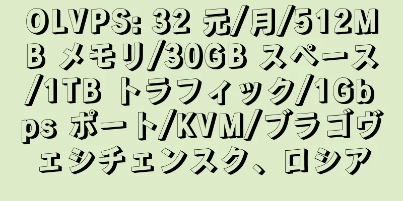 OLVPS: 32 元/月/512MB メモリ/30GB スペース/1TB トラフィック/1Gbps ポート/KVM/ブラゴヴェシチェンスク、ロシア