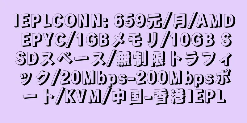 IEPLCONN: 659元/月/AMD EPYC/1GBメモリ/10GB SSDスペース/無制限トラフィック/20Mbps-200Mbpsポート/KVM/中国-香港IEPL