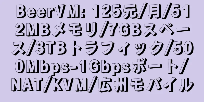 BeerVM: 125元/月/512MBメモリ/7GBスペース/3TBトラフィック/500Mbps-1Gbpsポート/NAT/KVM/広州モバイル