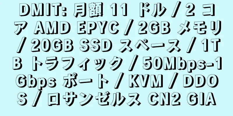 DMIT: 月額 11 ドル / 2 コア AMD EPYC / 2GB メモリ / 20GB SSD スペース / 1TB トラフィック / 50Mbps-1Gbps ポート / KVM / DDOS / ロサンゼルス CN2 GIA