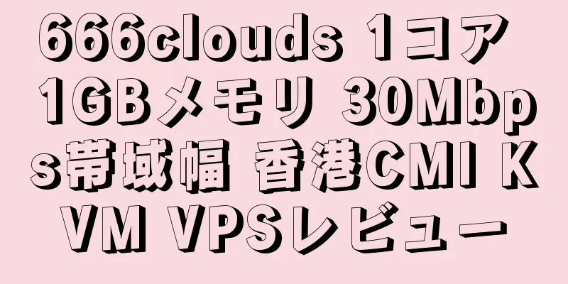 666clouds 1コア 1GBメモリ 30Mbps帯域幅 香港CMI KVM VPSレビュー