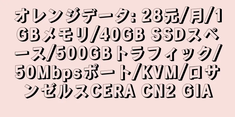 オレンジデータ: 28元/月/1GBメモリ/40GB SSDスペース/500GBトラフィック/50Mbpsポート/KVM/ロサンゼルスCERA CN2 GIA