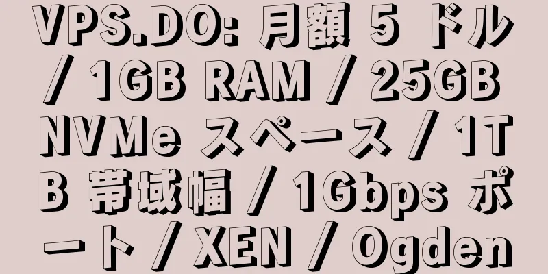 VPS.DO: 月額 5 ドル / 1GB RAM / 25GB NVMe スペース / 1TB 帯域幅 / 1Gbps ポート / XEN / Ogden