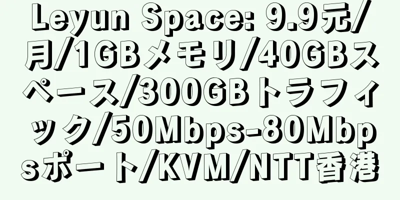 Leyun Space: 9.9元/月/1GBメモリ/40GBスペース/300GBトラフィック/50Mbps-80Mbpsポート/KVM/NTT香港