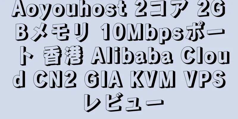 Aoyouhost 2コア 2GBメモリ 10Mbpsポート 香港 Alibaba Cloud CN2 GIA KVM VPS レビュー