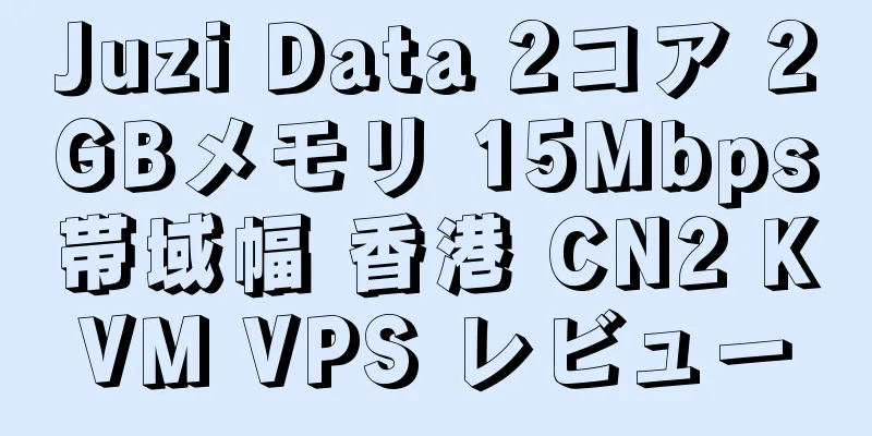 Juzi Data 2コア 2GBメモリ 15Mbps帯域幅 香港 CN2 KVM VPS レビュー