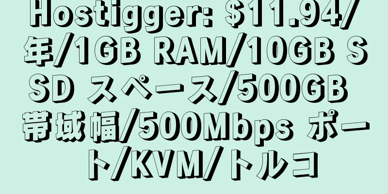 Hostigger: $11.94/年/1GB RAM/10GB SSD スペース/500GB 帯域幅/500Mbps ポート/KVM/トルコ