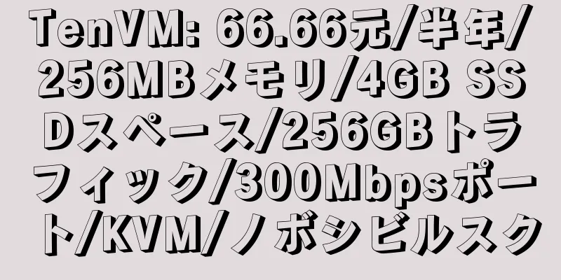 TenVM: 66.66元/半年/256MBメモリ/4GB SSDスペース/256GBトラフィック/300Mbpsポート/KVM/ノボシビルスク