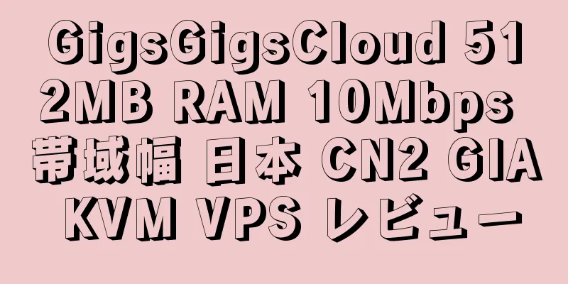 GigsGigsCloud 512MB RAM 10Mbps 帯域幅 日本 CN2 GIA KVM VPS レビュー