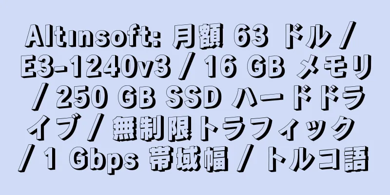 Altınsoft: 月額 63 ドル / E3-1240v3 / 16 GB メモリ / 250 GB SSD ハードドライブ / 無制限トラフィック / 1 Gbps 帯域幅 / トルコ語