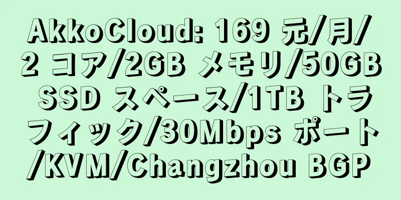 AkkoCloud: 169 元/月/2 コア/2GB メモリ/50GB SSD スペース/1TB トラフィック/30Mbps ポート/KVM/Changzhou BGP