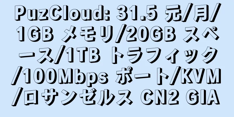 PuzCloud: 31.5 元/月/1GB メモリ/20GB スペース/1TB トラフィック/100Mbps ポート/KVM/ロサンゼルス CN2 GIA