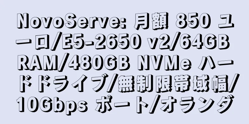 NovoServe: 月額 850 ユーロ/E5-2650 v2/64GB RAM/480GB NVMe ハードドライブ/無制限帯域幅/10Gbps ポート/オランダ