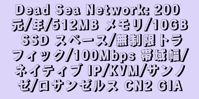 Dead Sea Network: 200 元/年/512MB メモリ/10GB SSD スペース/無制限トラフィック/100Mbps 帯域幅/ネイティブ IP/KVM/サンノゼ/ロサンゼルス CN2 GIA