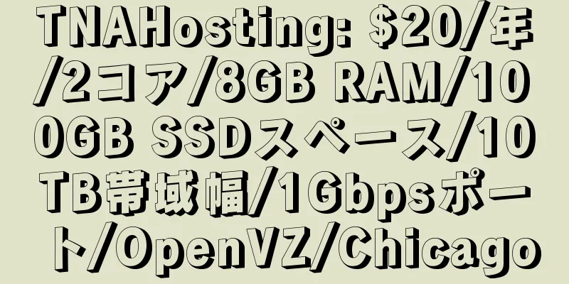 TNAHosting: $20/年/2コア/8GB RAM/100GB SSDスペース/10TB帯域幅/1Gbpsポート/OpenVZ/Chicago