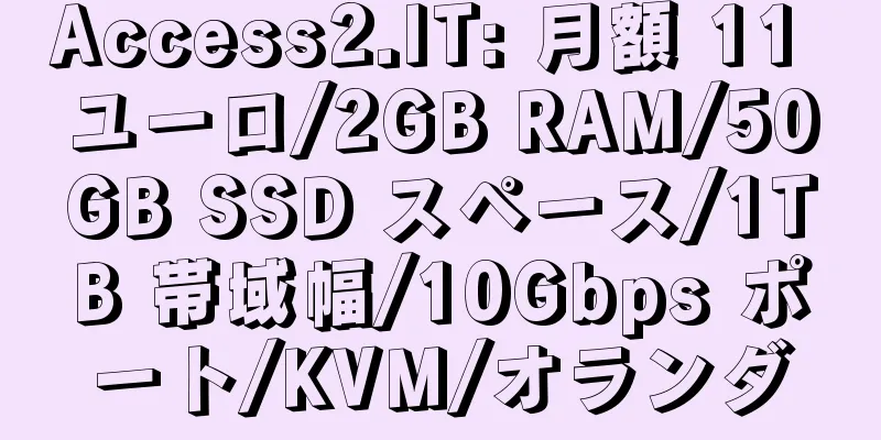 Access2.IT: 月額 11 ユーロ/2GB RAM/50GB SSD スペース/1TB 帯域幅/10Gbps ポート/KVM/オランダ