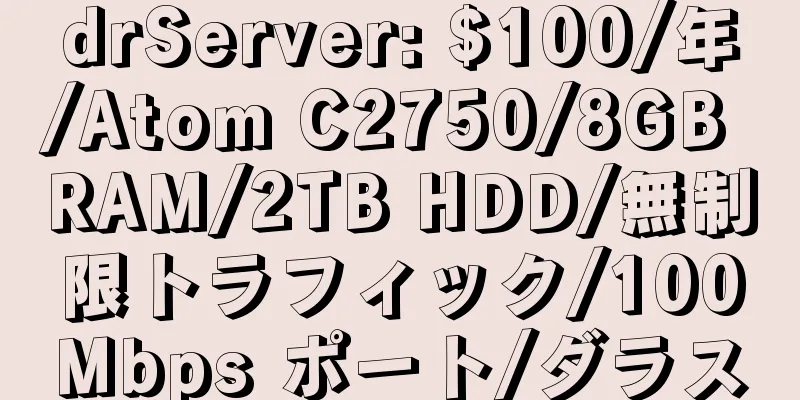 drServer: $100/年/Atom C2750/8GB RAM/2TB HDD/無制限トラフィック/100Mbps ポート/ダラス