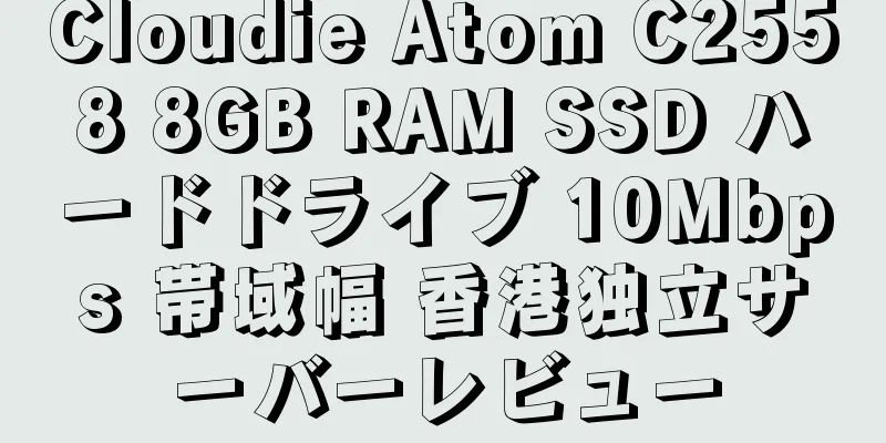 Cloudie Atom C2558 8GB RAM SSD ハードドライブ 10Mbps 帯域幅 香港独立サーバーレビュー