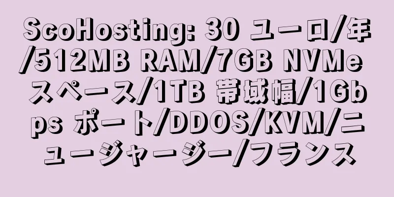 ScoHosting: 30 ユーロ/年/512MB RAM/7GB NVMe スペース/1TB 帯域幅/1Gbps ポート/DDOS/KVM/ニュージャージー/フランス