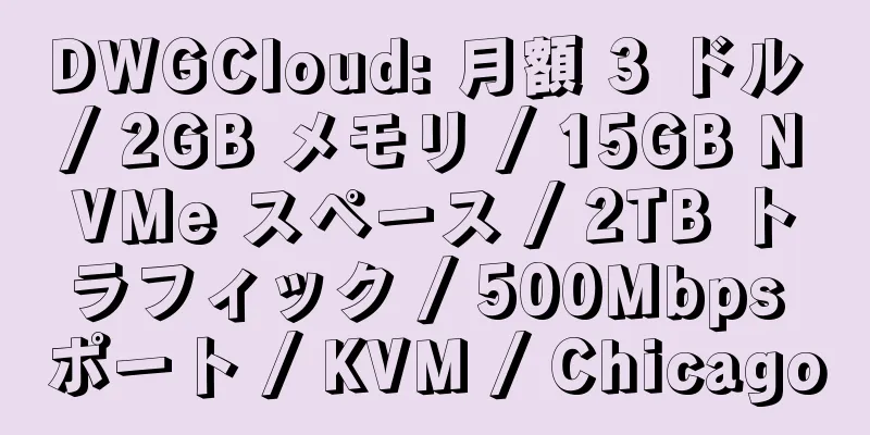 DWGCloud: 月額 3 ドル / 2GB メモリ / 15GB NVMe スペース / 2TB トラフィック / 500Mbps ポート / KVM / Chicago