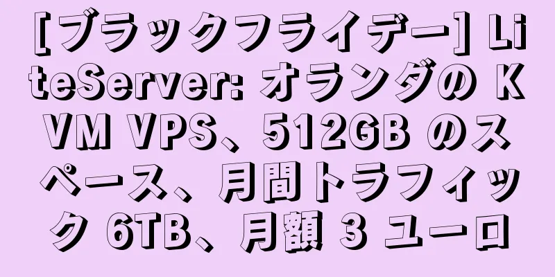 [ブラックフライデー] LiteServer: オランダの KVM VPS、512GB のスペース、月間トラフィック 6TB、月額 3 ユーロ