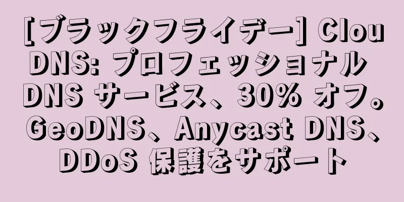 [ブラックフライデー] ClouDNS: プロフェッショナル DNS サービス、30% オフ。GeoDNS、Anycast DNS、DDoS 保護をサポート