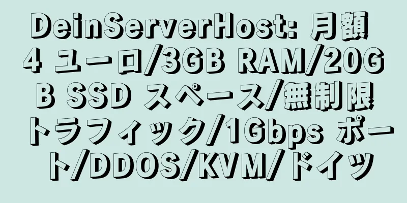 DeinServerHost: 月額 4 ユーロ/3GB RAM/20GB SSD スペース/無制限トラフィック/1Gbps ポート/DDOS/KVM/ドイツ