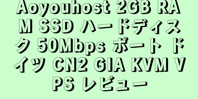 Aoyouhost 2GB RAM SSD ハードディスク 50Mbps ポート ドイツ CN2 GIA KVM VPS レビュー