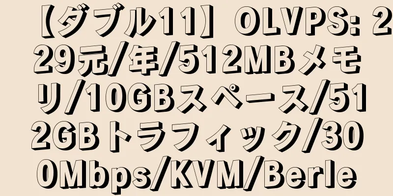 【ダブル11】OLVPS: 229元/年/512MBメモリ/10GBスペース/512GBトラフィック/300Mbps/KVM/Berle