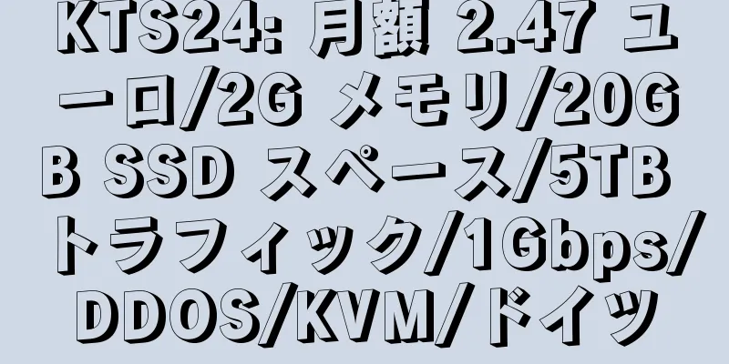 KTS24: 月額 2.47 ユーロ/2G メモリ/20GB SSD スペース/5TB トラフィック/1Gbps/DDOS/KVM/ドイツ