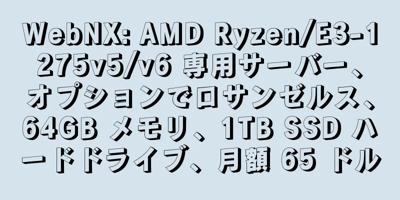 WebNX: AMD Ryzen/E3-1275v5/v6 専用サーバー、オプションでロサンゼルス、64GB メモリ、1TB SSD ハードドライブ、月額 65 ドル