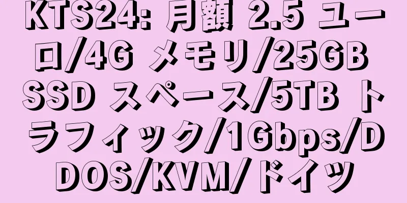 KTS24: 月額 2.5 ユーロ/4G メモリ/25GB SSD スペース/5TB トラフィック/1Gbps/DDOS/KVM/ドイツ