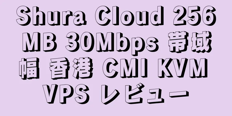 Shura Cloud 256MB 30Mbps 帯域幅 香港 CMI KVM VPS レビュー