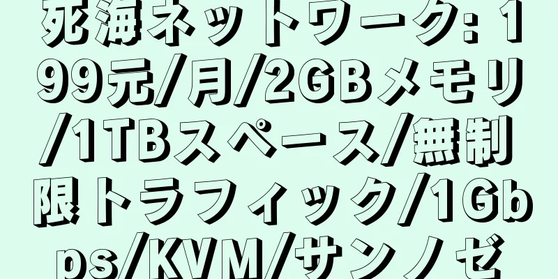 死海ネットワーク: 199元/月/2GBメモリ/1TBスペース/無制限トラフィック/1Gbps/KVM/サンノゼ