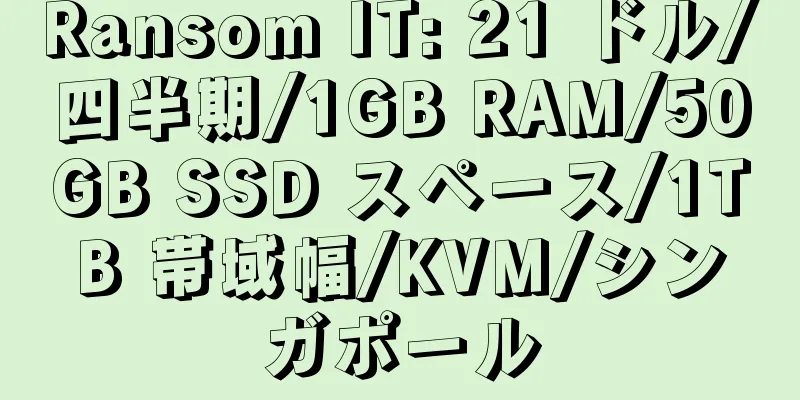 Ransom IT: 21 ドル/四半期/1GB RAM/50GB SSD スペース/1TB 帯域幅/KVM/シンガポール