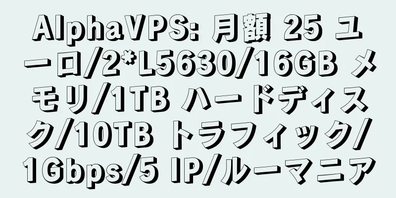 AlphaVPS: 月額 25 ユーロ/2*L5630/16GB メモリ/1TB ハードディスク/10TB トラフィック/1Gbps/5 IP/ルーマニア