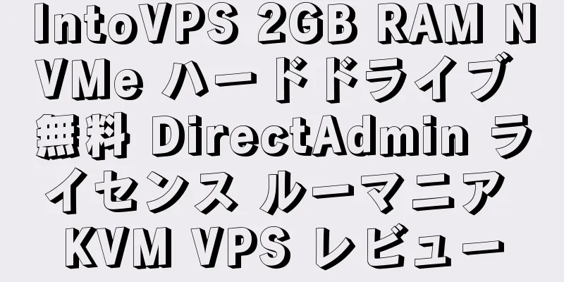 IntoVPS 2GB RAM NVMe ハードドライブ 無料 DirectAdmin ライセンス ルーマニア KVM VPS レビュー