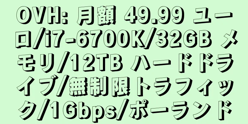 OVH: 月額 49.99 ユーロ/i7-6700K/32GB メモリ/12TB ハードドライブ/無制限トラフィック/1Gbps/ポーランド